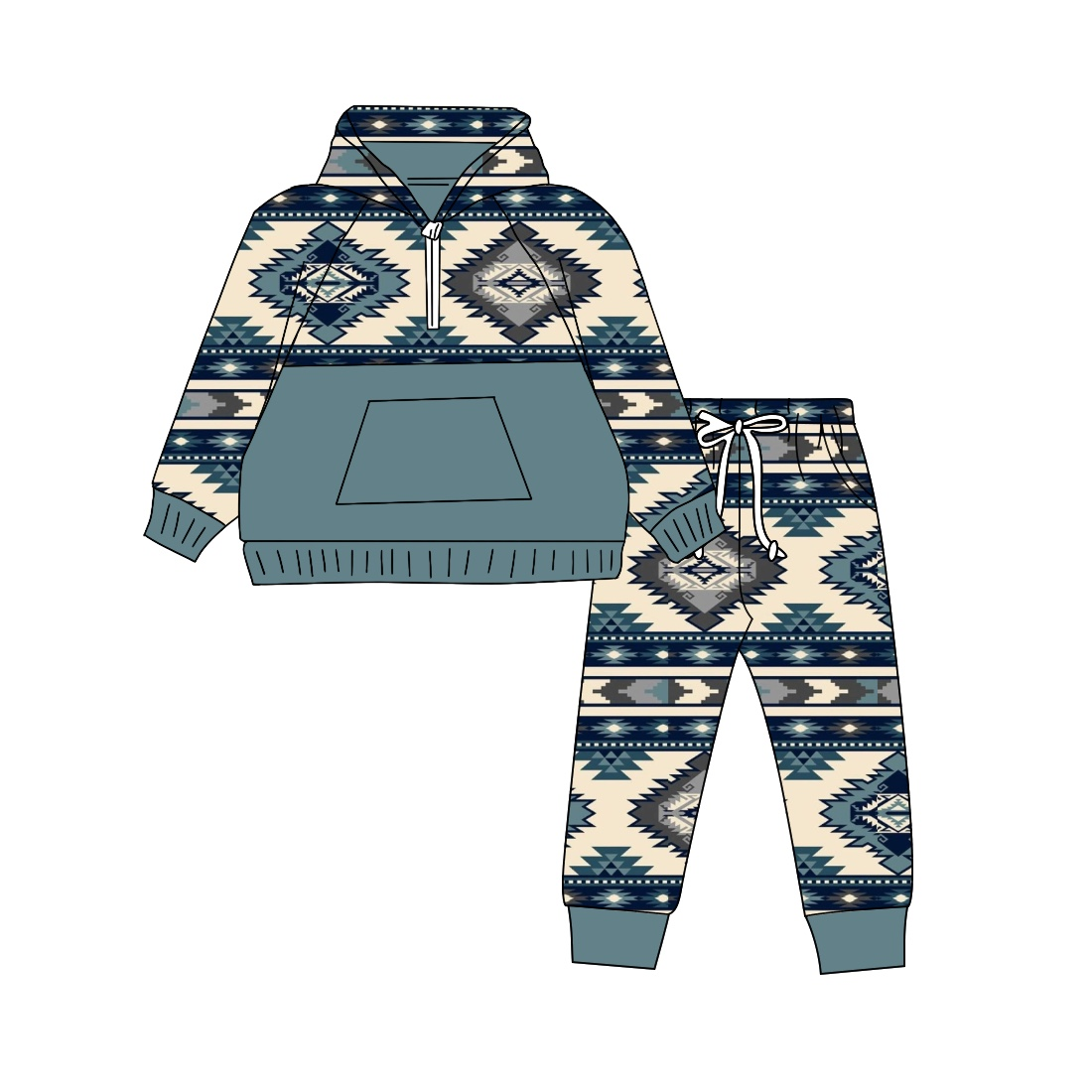 Custom moq 5 each style eta 6-7weeks baby boy clothes geometric hooded long sleeve pants sets-25.8.5