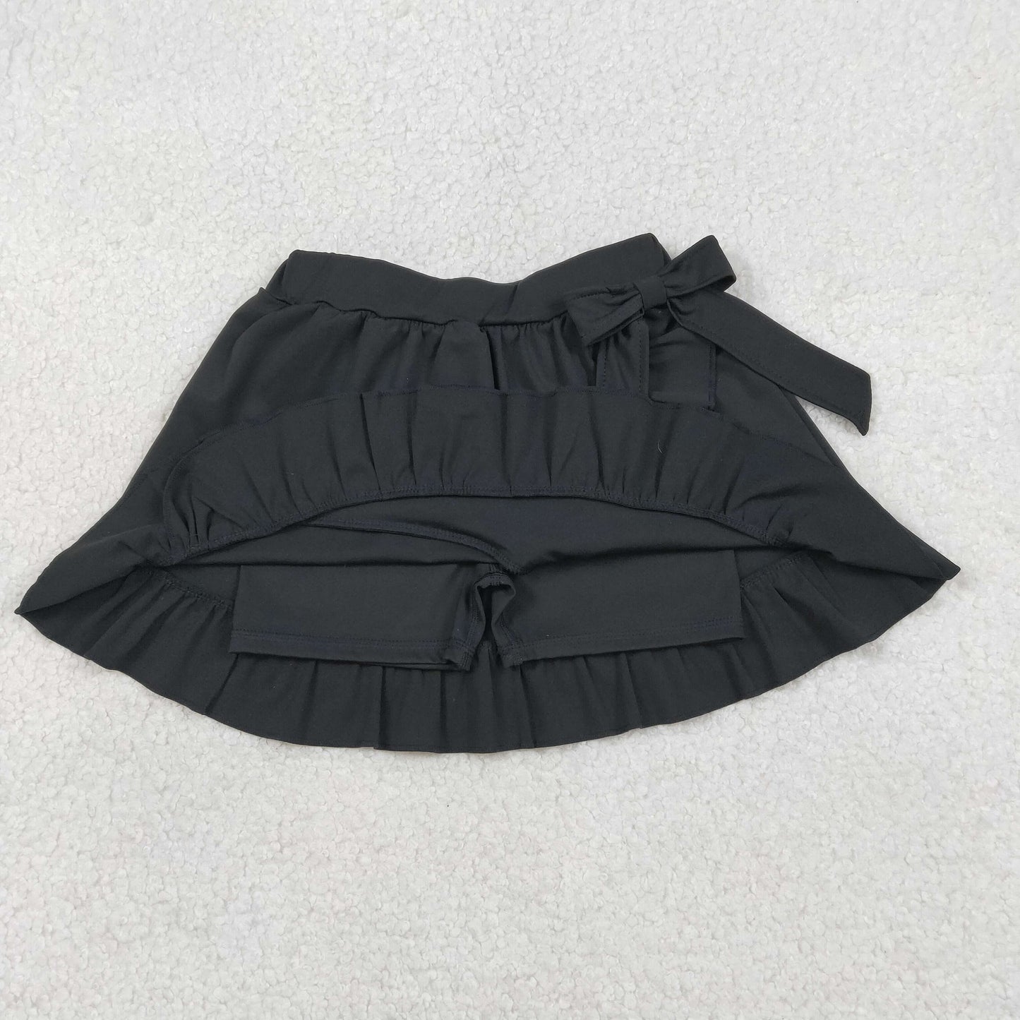 RTS NO MOQ(In Stock ) GLK0218 Solid Black Lace Bow Yoga Skirt