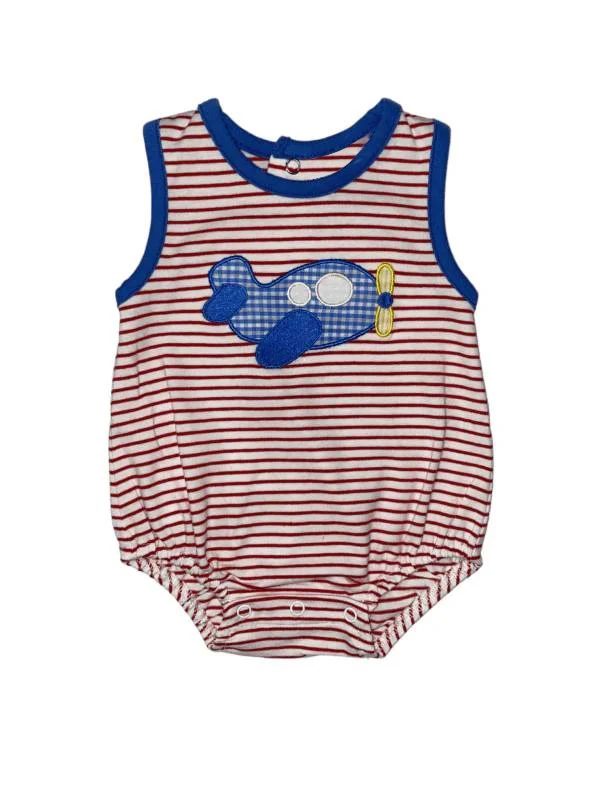 Deadline: May 24 custom eta 5week no moq eta 5-6weeks Summer striped airplane blue romper