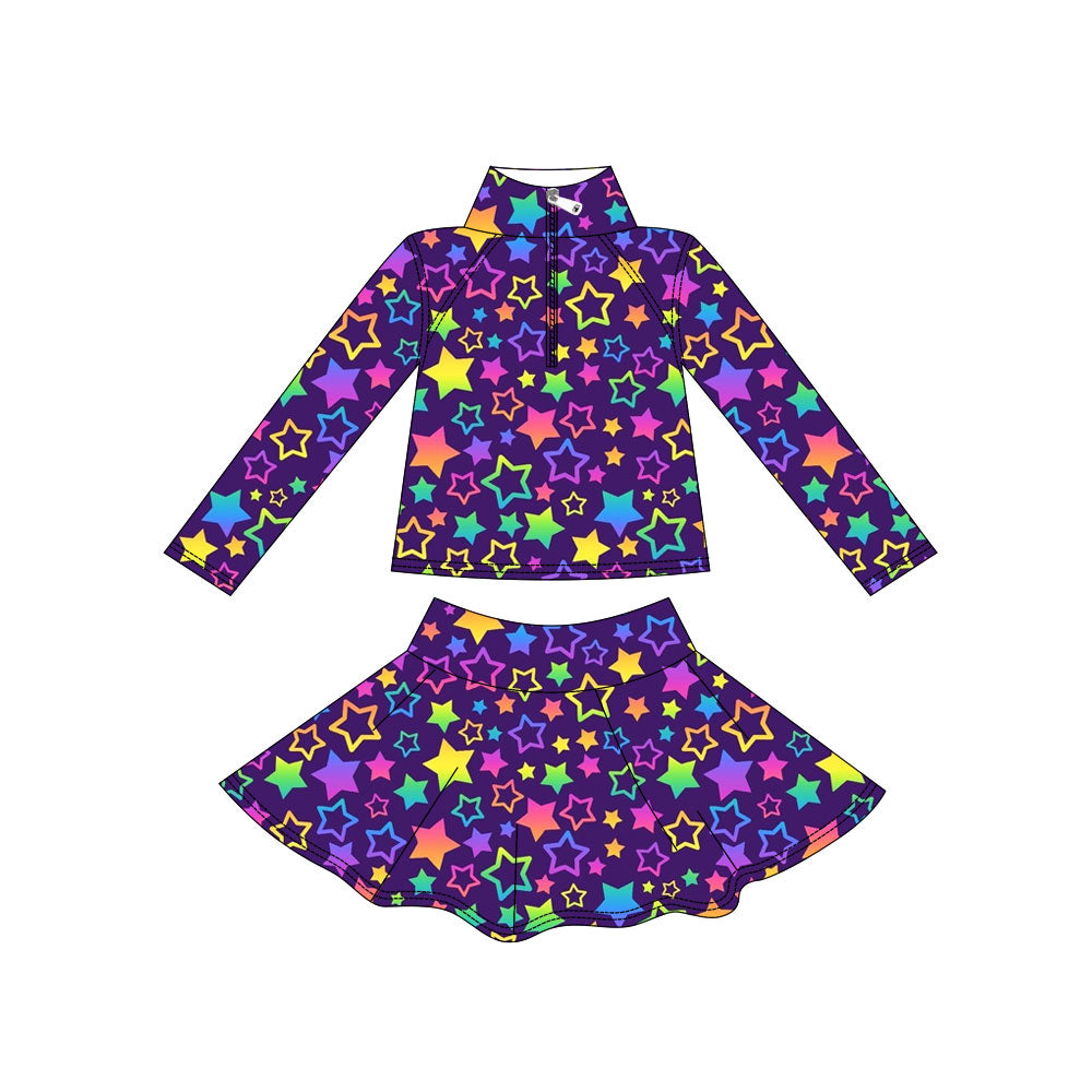 Custom moq 5 mix size milk silk summer baby girls clothes long sleeve skirts sets-25.11.7