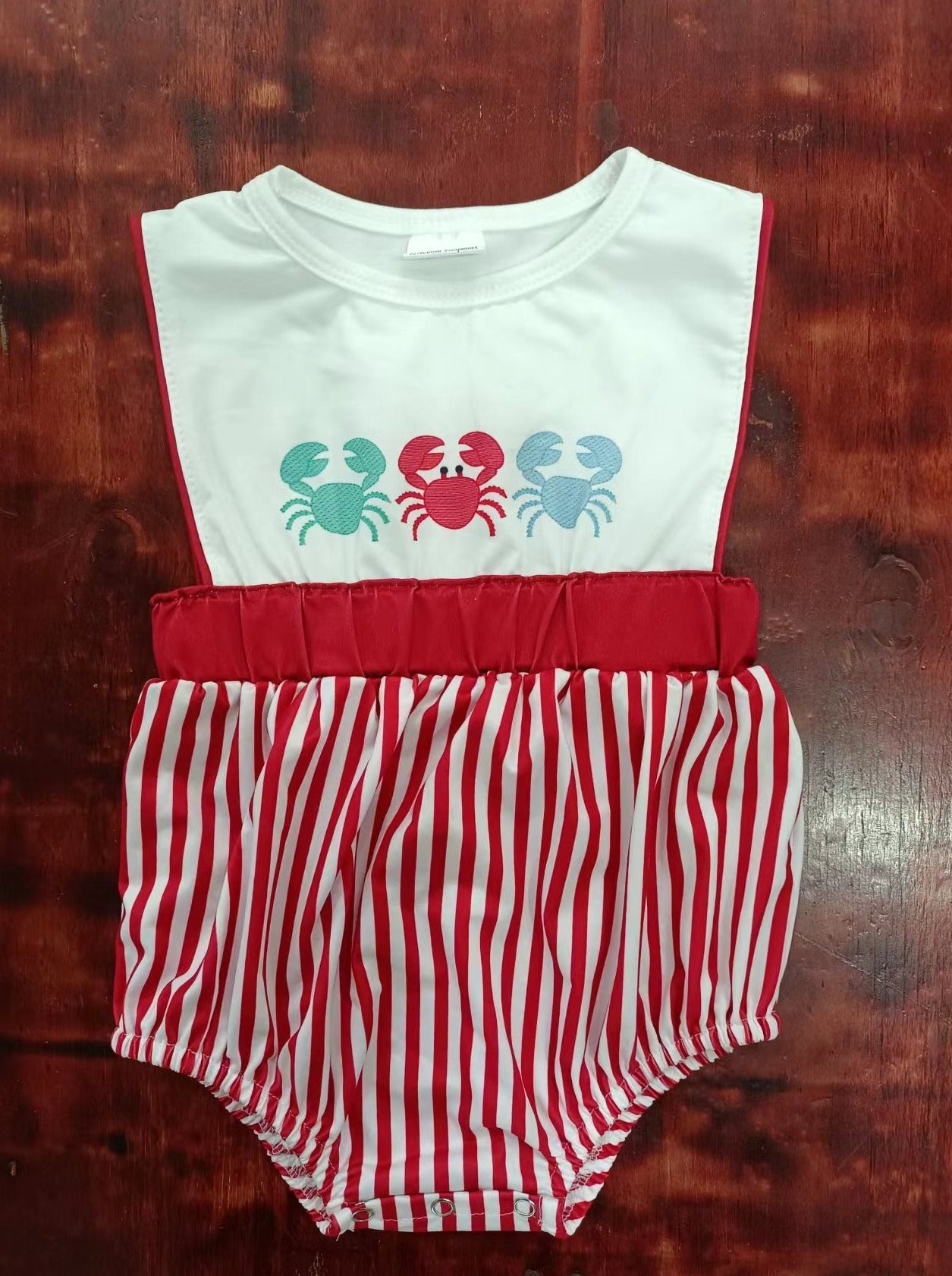custom moq 5 eta 4-6weeks mix size baby boys clothes crab vest summer Romper