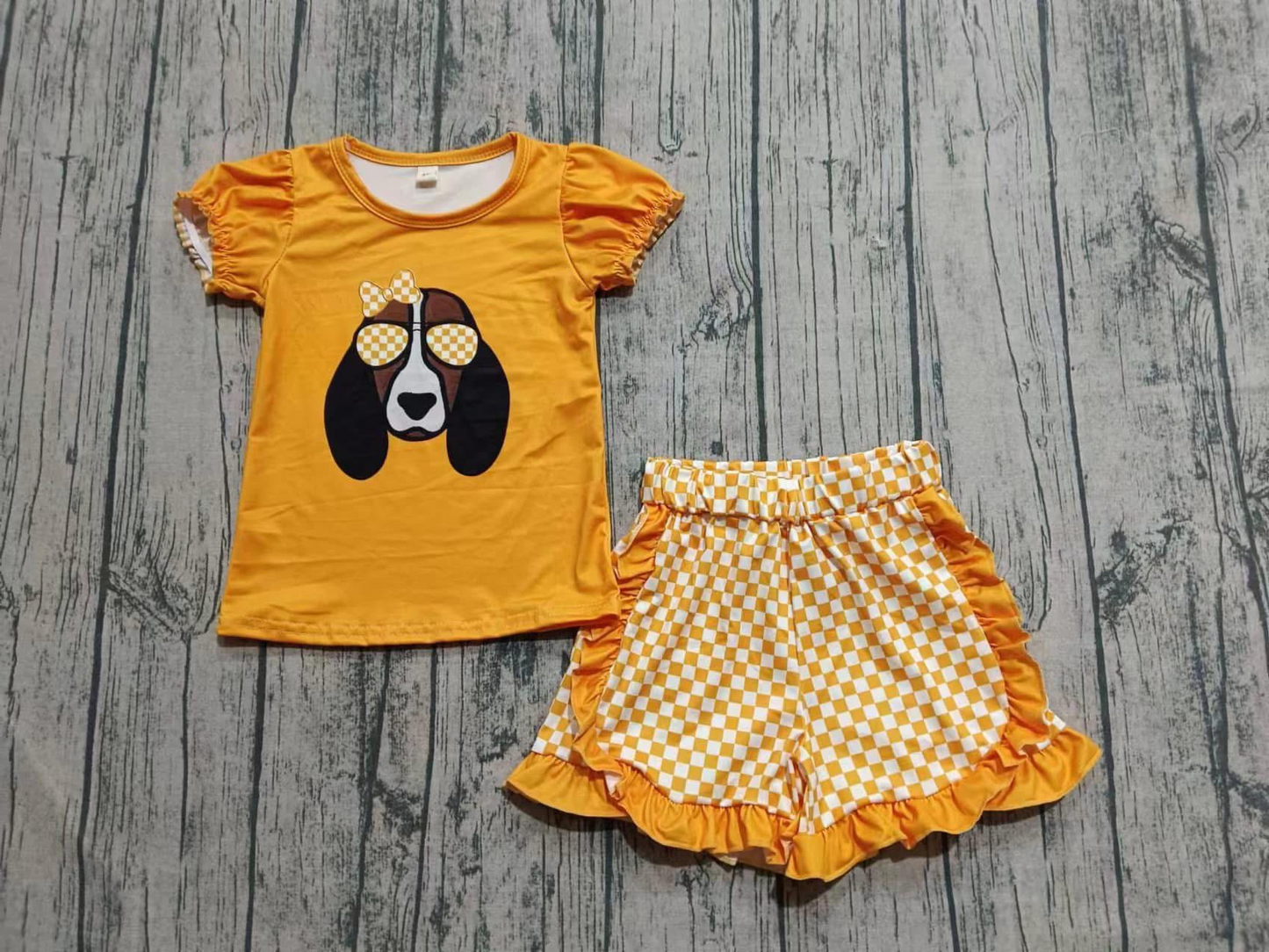 Custom moq 5 mix size milk silk eta 6-8weeks summer teams orange baby girls clothes team short sleeve shorts sets-25.7.22