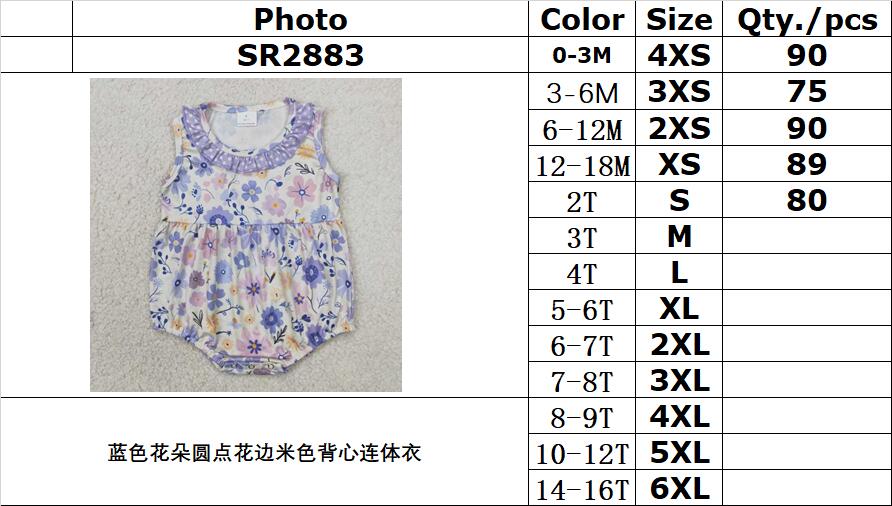 RTS NO MOQ ETA 5/7days arrived SR2883 Beige vest jumpsuit with blue flower polka dot lace