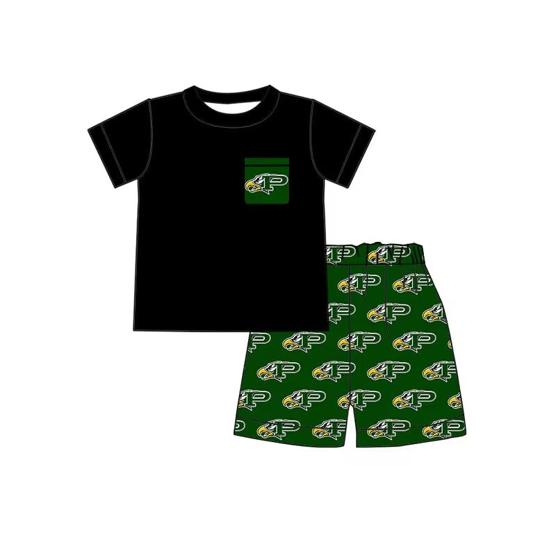EAGLES Summer team boys black top green shorts suit