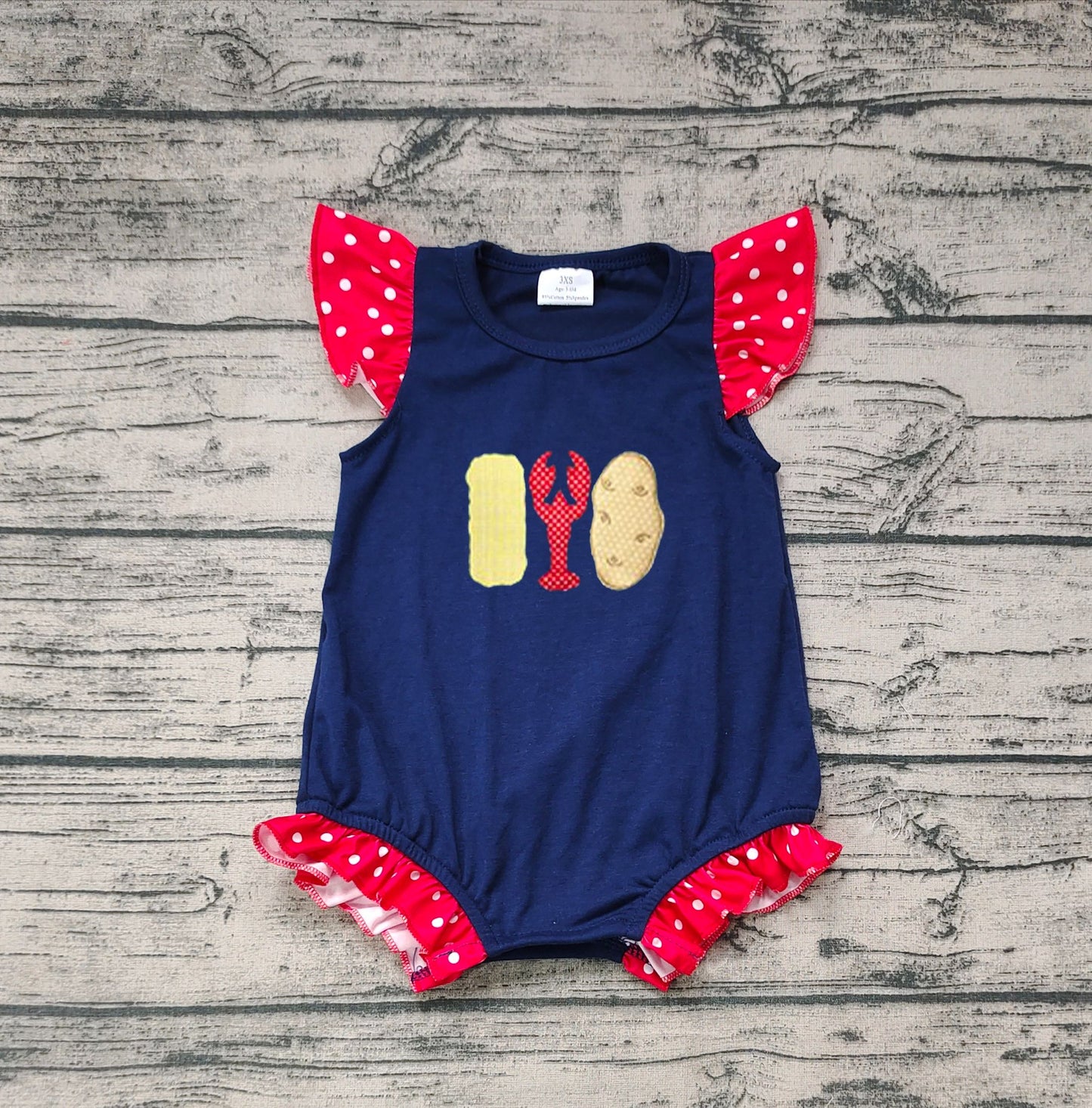 SR0739 Corn crayfish lace navy blue vest jumpsuit