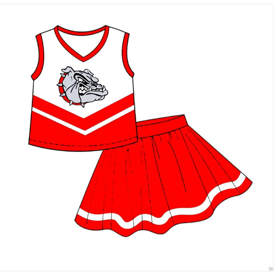 Custom moq 5 mix size milk silk eta 6-8weeks summer team blue baby girls clothes team sleeveless red and black cheer sets