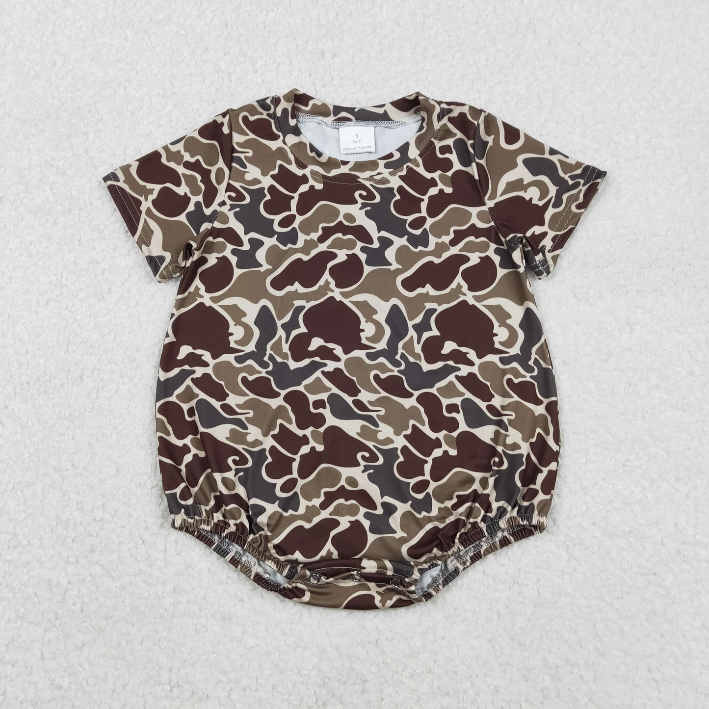 RTS NO MOQ(In Stock) SR3453 Brown-green camouflage short-sleeved jumpsuit