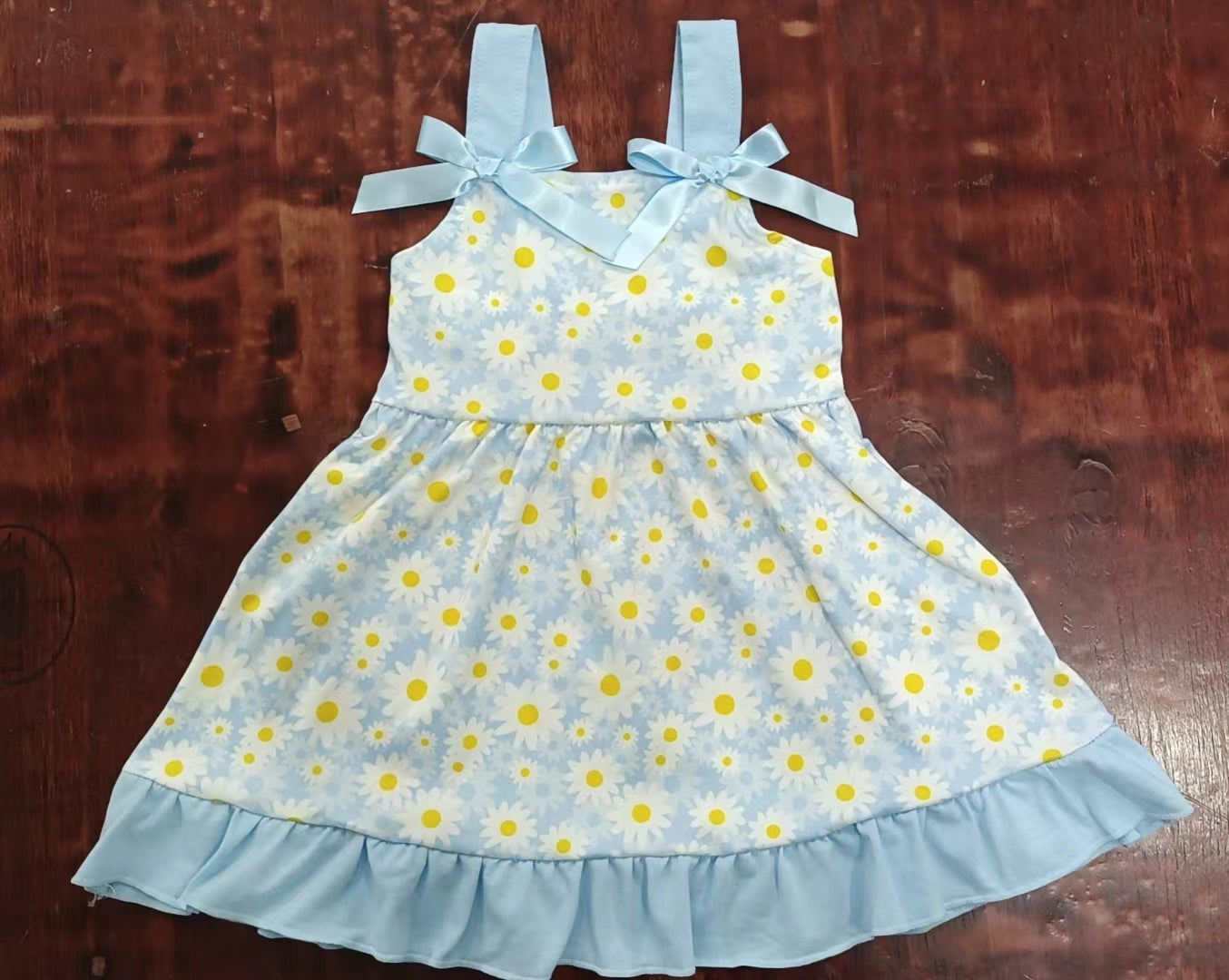 custom moq 5 eta 5weeks summer daisy suspender blue skirt dress