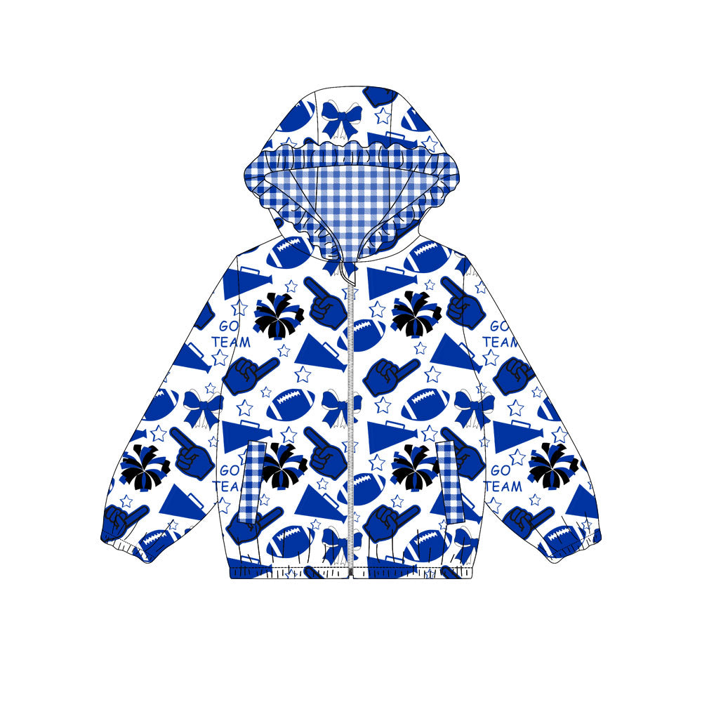 Custom moq 8 mix size milk silk summer team baby girls clothes bow blue hooded long sleeve top-25.9.30