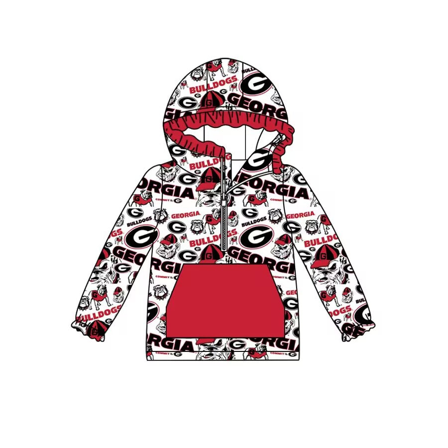 Custom moq 3 eta 6-7weeks Girls' Black "G" White Hooded Zip-Up Pullover