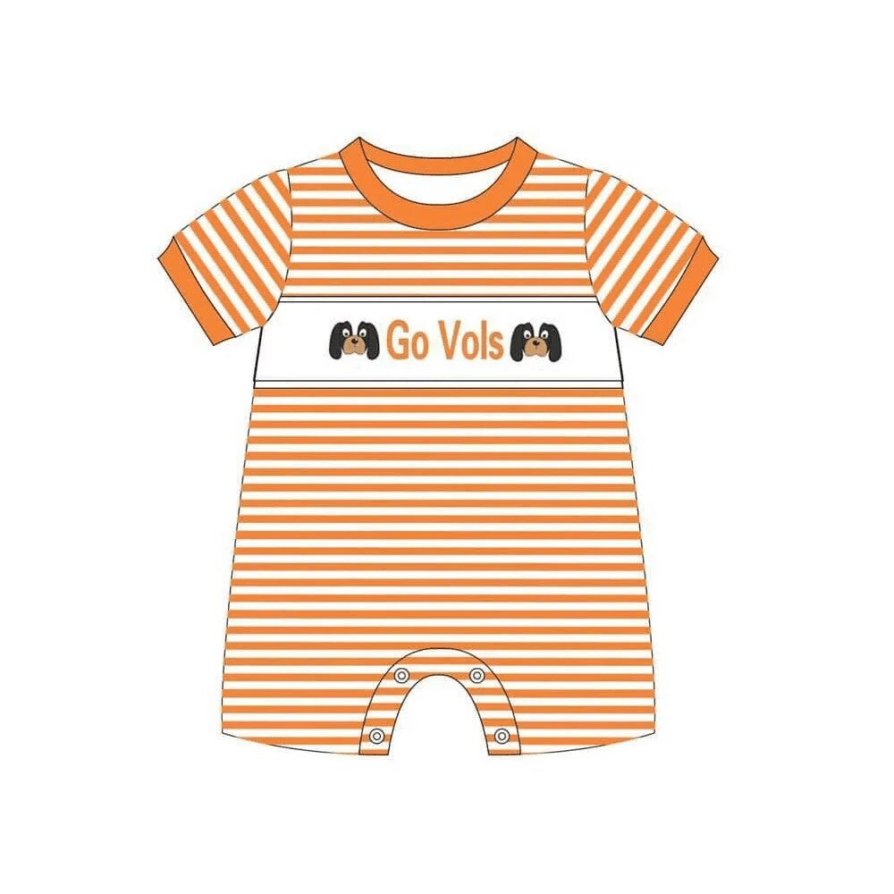 Deadline July 5th close custom no moq eta 6-7week go vols boys romper