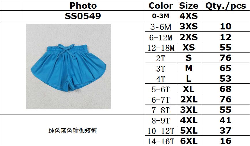 RTS NO MOQ SS0549 Solid blue yoga shorts