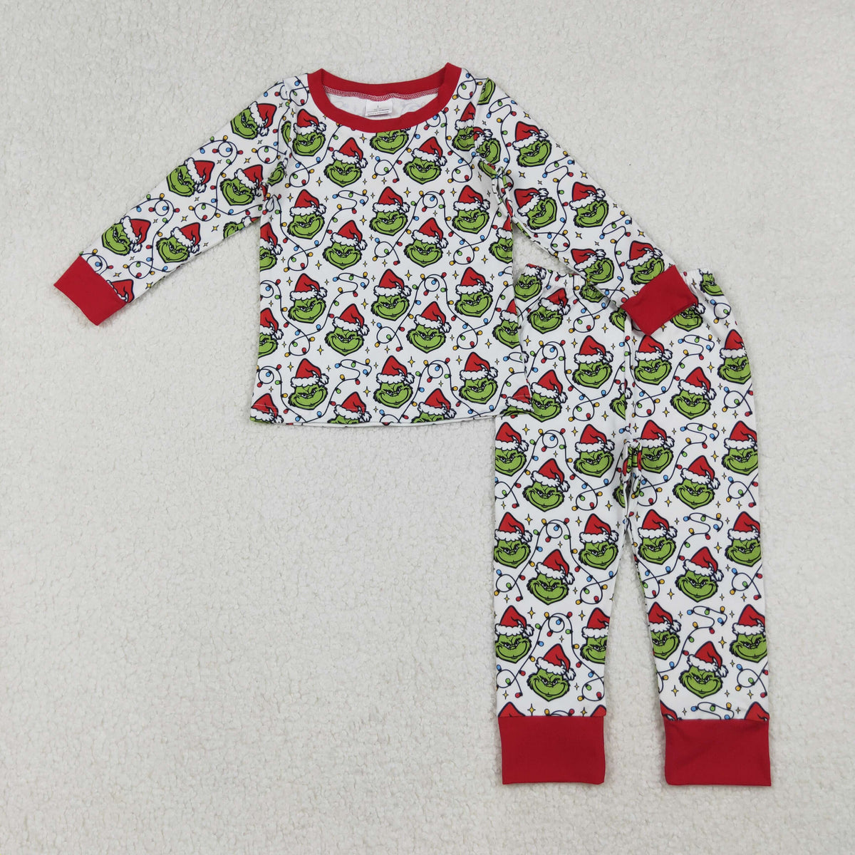 RTS NO MOQ(In Stock) BLP1225 Boys red and white long-sleeved and long-pants pajama set