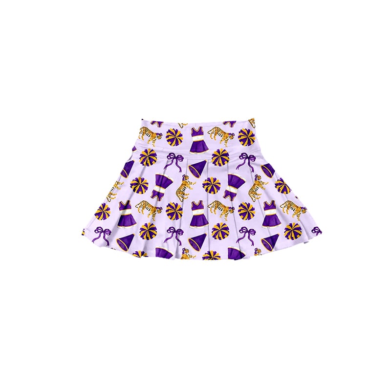 custom moq 5 mix size ATL062504 Baby Girls Purple Team Bow Print Bummie Sets Girls Athletic Wear
