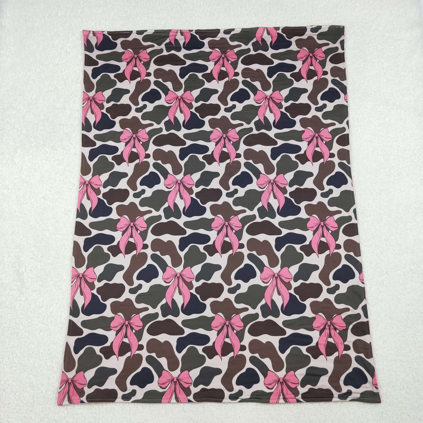 RTS NO MOQ(In Stock) BL0189 Baby blanket with camouflage bow pattern