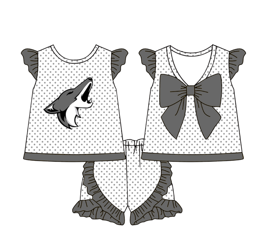 Custom moq 5 mix size milk silk eta 6-8weeks summer teams baby girls clothes team gray short sleeve shorts sets-25.7.23
