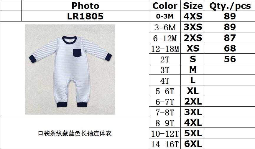 RTS NO MOQ ETA 5/7days arrived LR1805 Pocket stripe navy blue long-sleeved jumpsuit