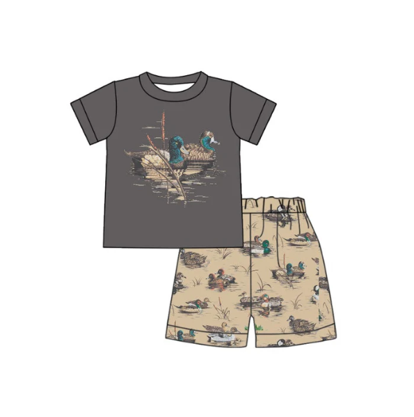 Deadline: May 13 close custom no moq eta 5-6week BSSO0321 boys sets duck sets