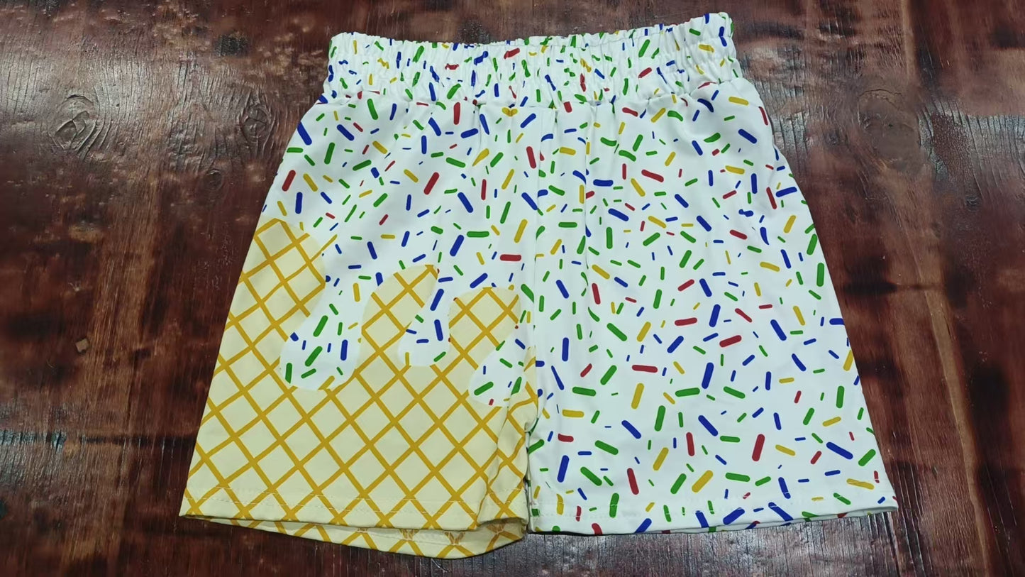Custom moq 3 eta 6-7weeks kids clothes white and gold Beach Summer Shorts