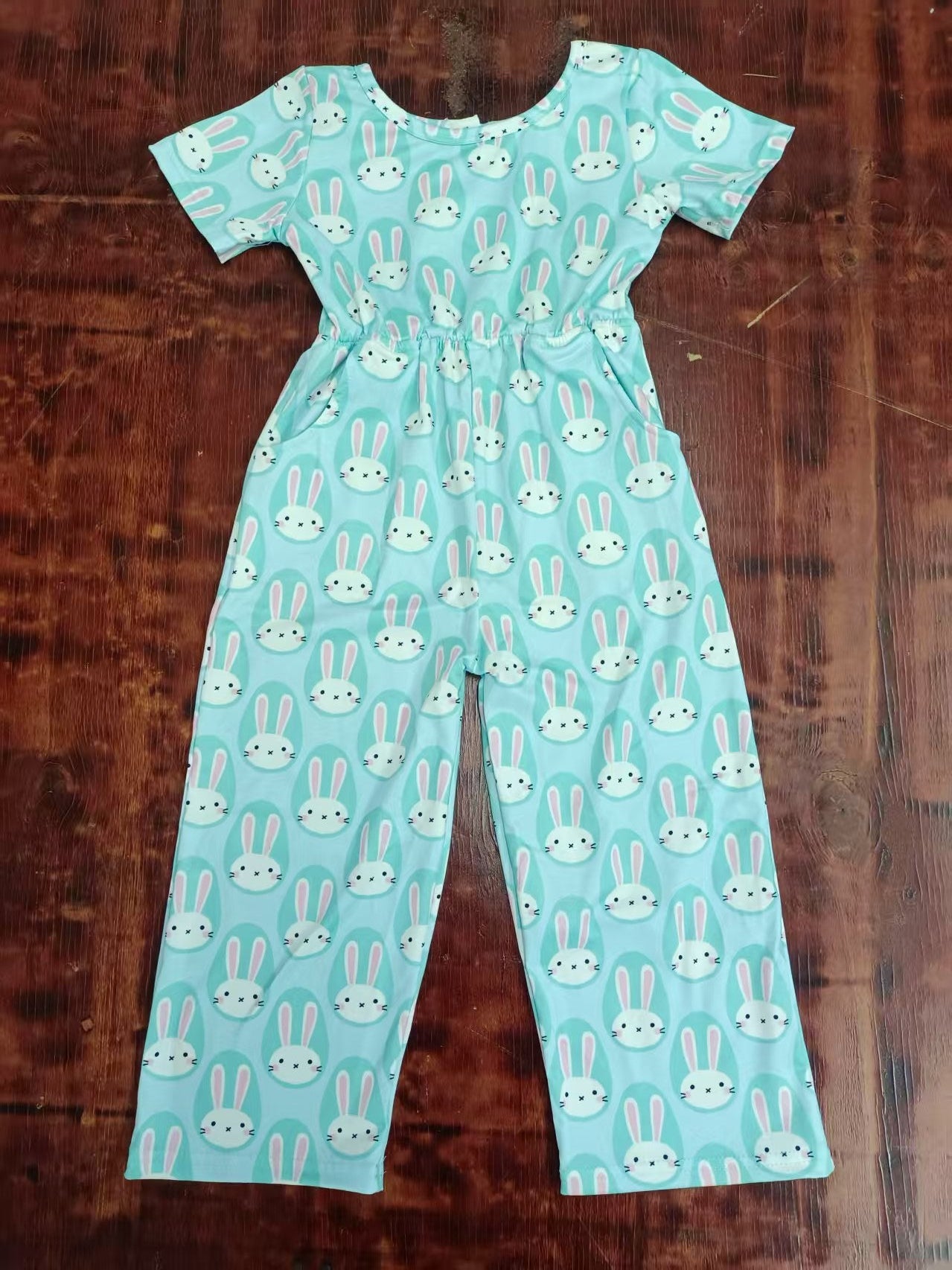 Custom moq 3 eta 6-7weeks baby girls clothes easter short sleeve jumpsuit