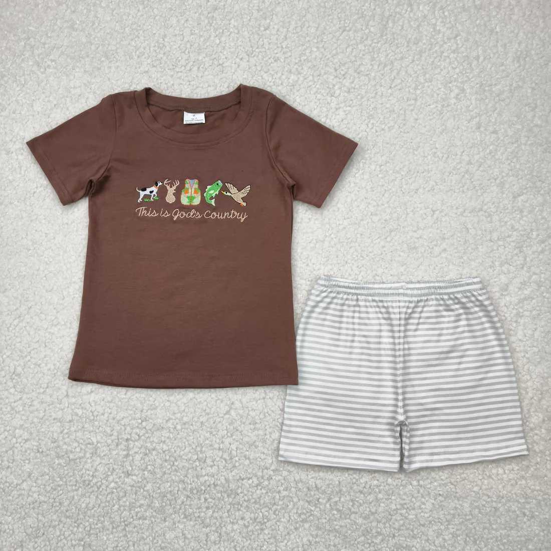 RTS NO MOQ Sibling baby girls boy clothes embroidery short sleeve shorts sets