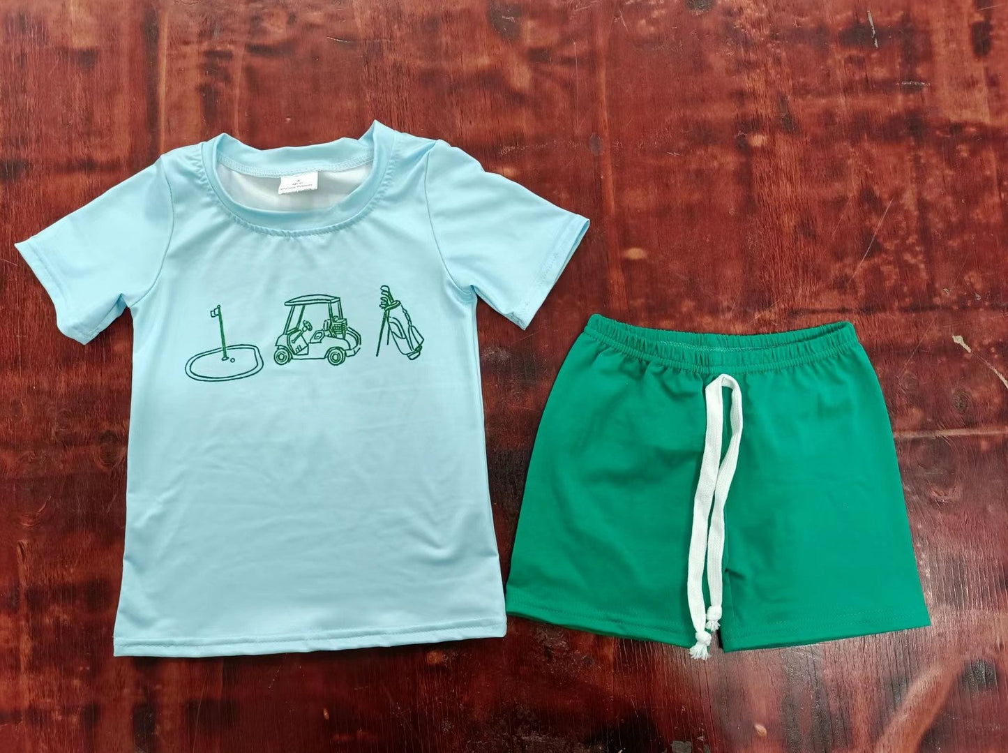 Summer boys green shorts suit