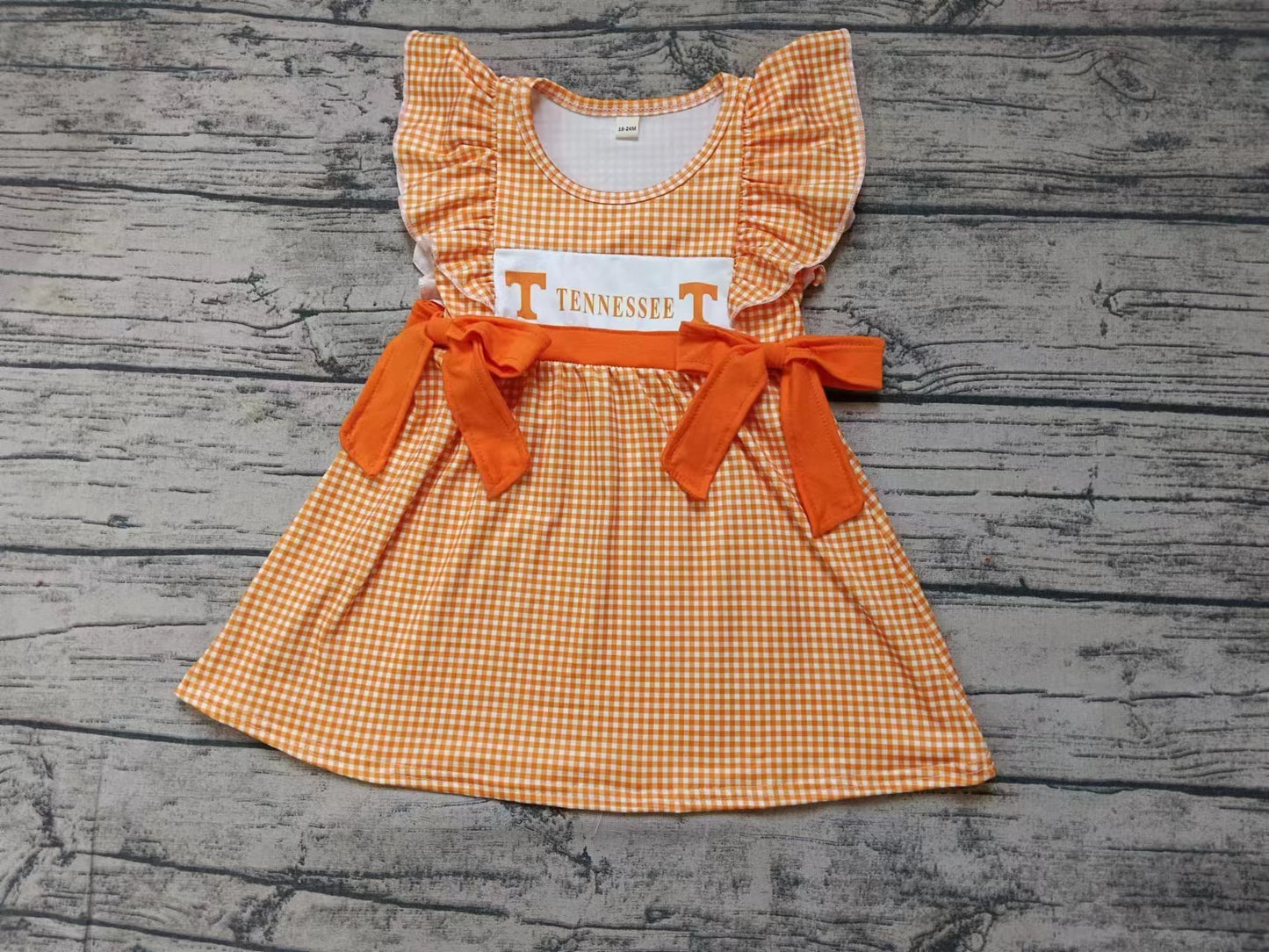 custom moq 5 eta 5weeks summer girls Team TENNESSEE orange flying sleeve skirt dress