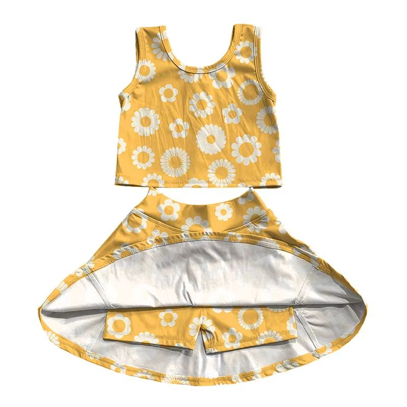 Custom moq 5 each style eta 6-7weeks baby girls summer floral sleeveless skirts shorts sets -25.7.24
