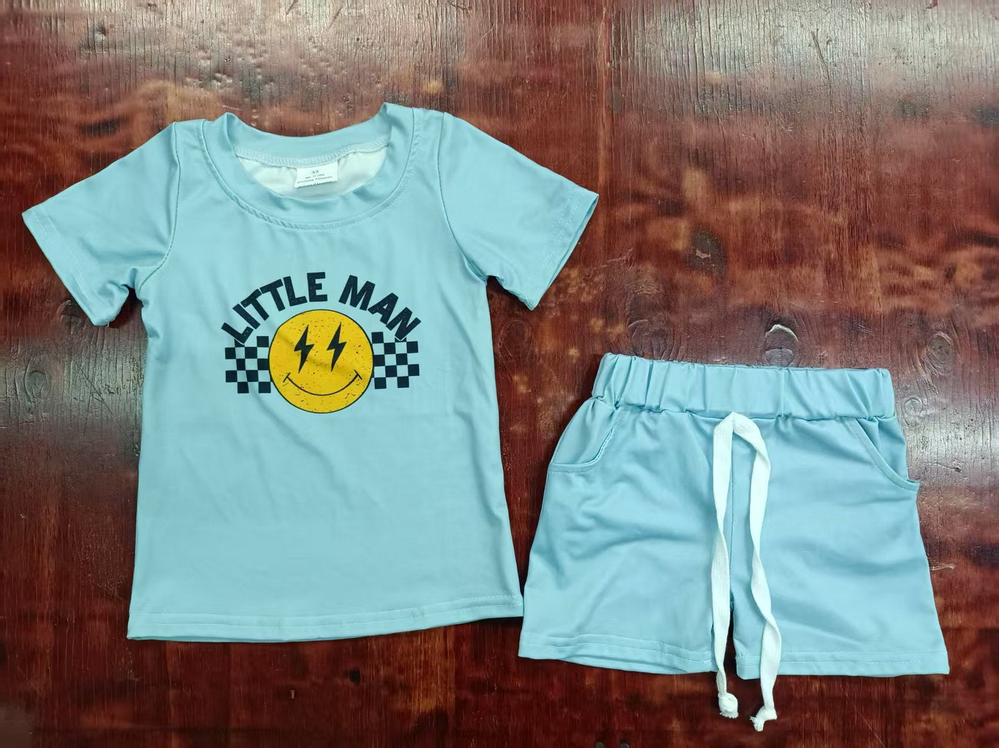 Custom moq 3 eta 6-7weeks baby boys clothes smiley short Sleeve shorts sets