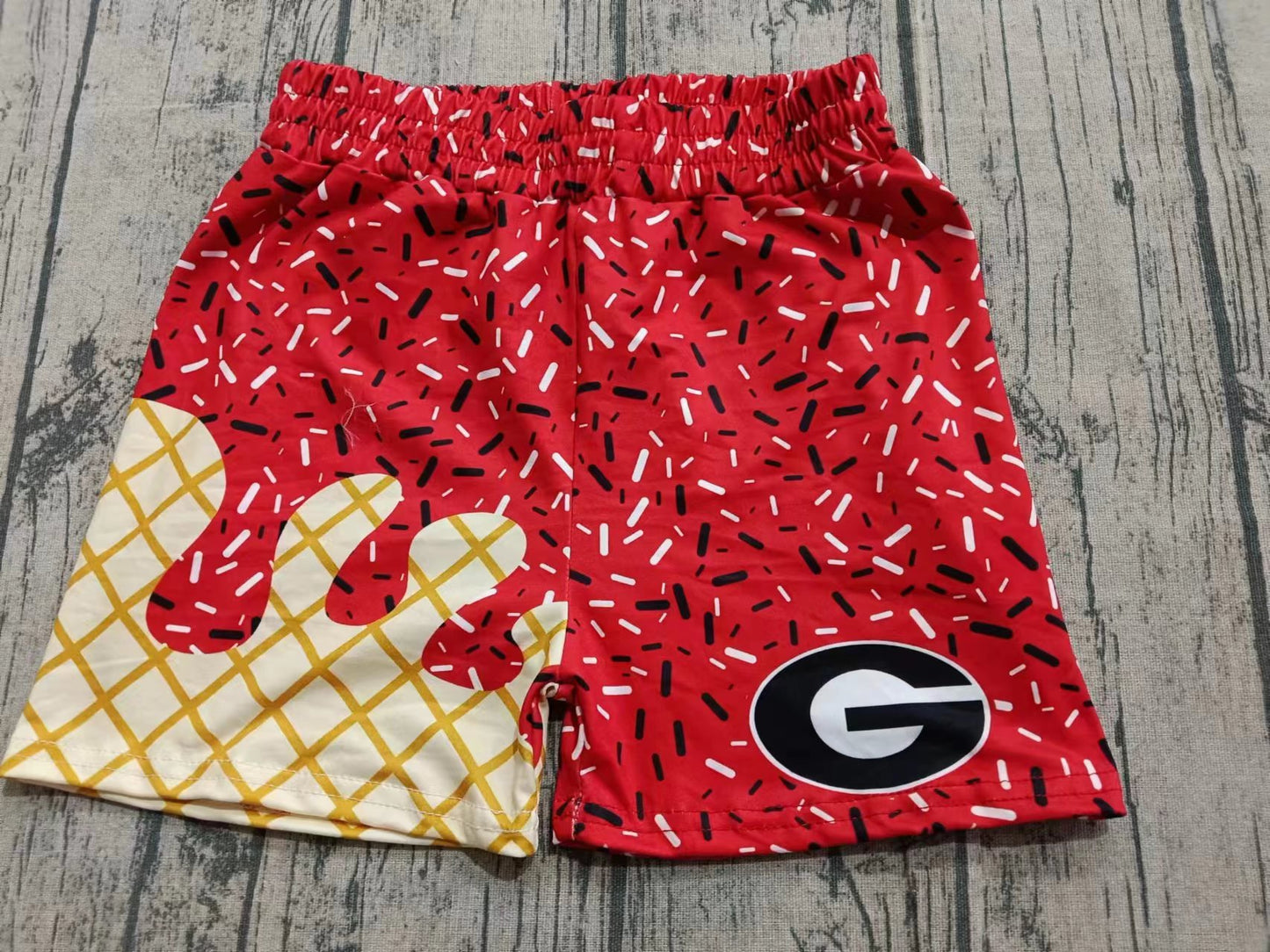 Custom moq 3 eta 6-7weeks kids clothes team Beach red Summer Shorts-25.8.28