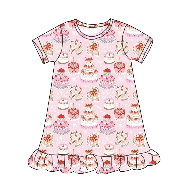 Custom moq 5 each style eta 6-7weeks milk silk baby girls summer cake bow short sleeves dresses-25.7.26