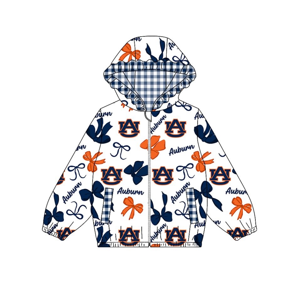 Custom moq 8 mix size milk silk summer team baby girls clothes bow blue hooded long sleeve top-25.9.19