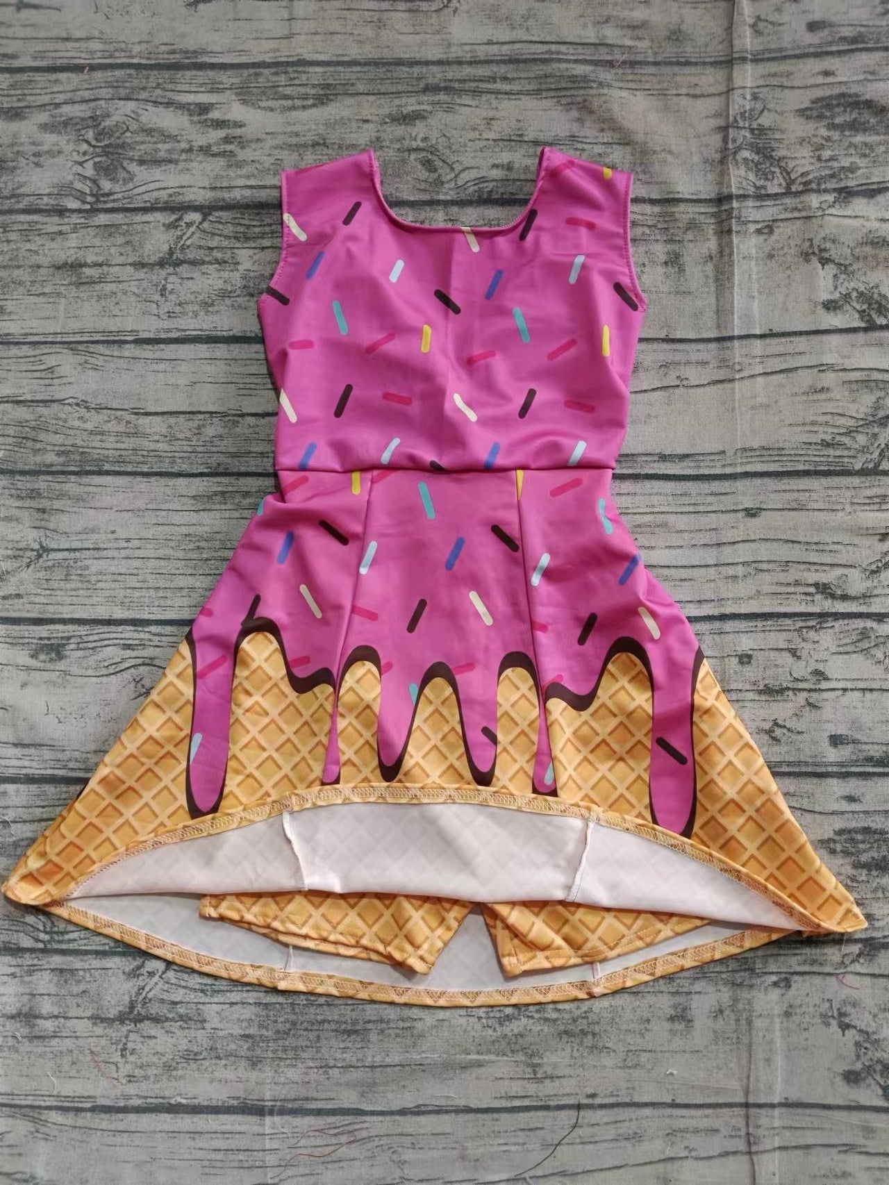 Custom moq 3 eta 6-7weeks baby girl clothes team pink sleeveless dress-25.5.16