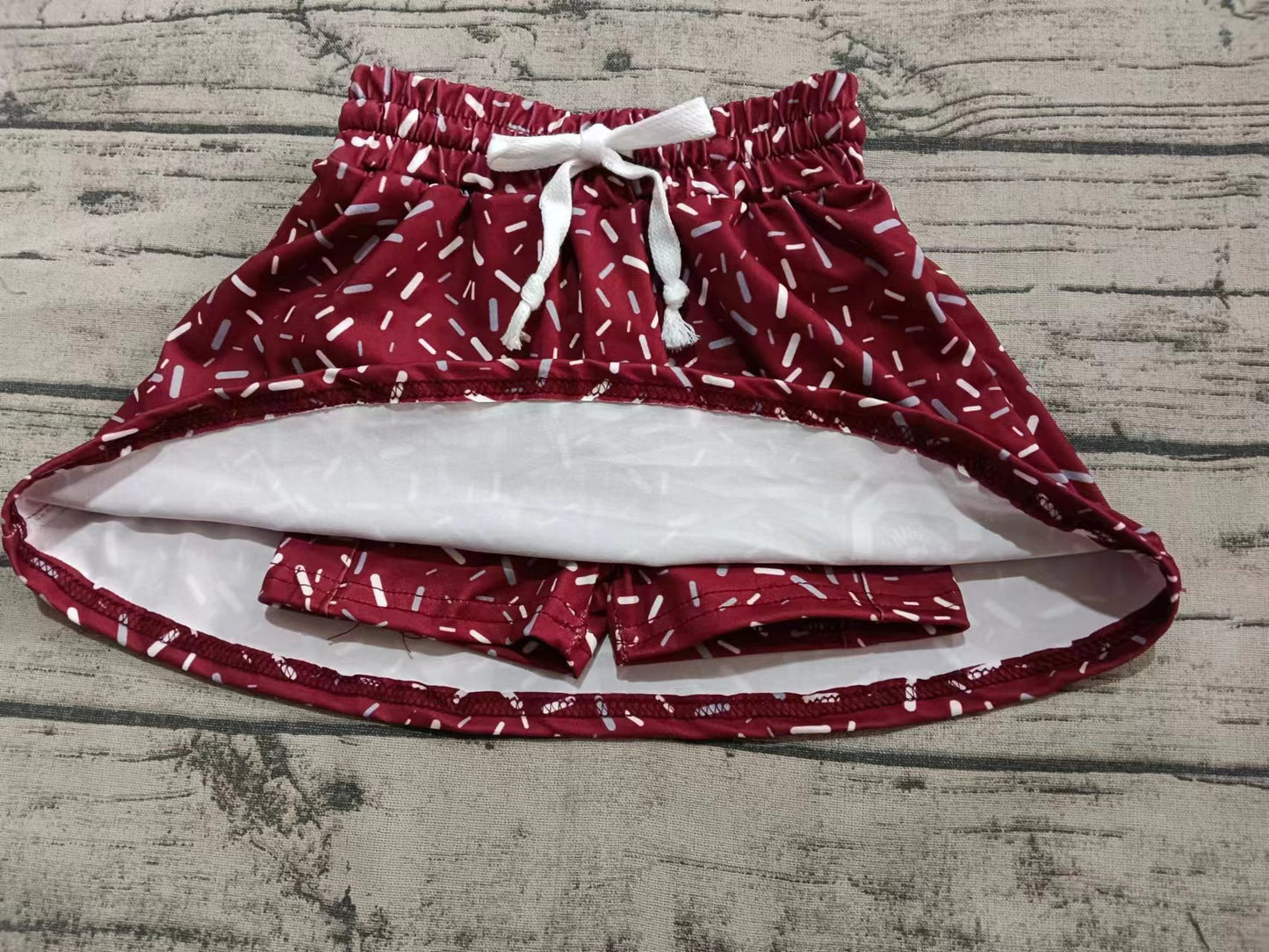 Custom moq 3 eta 6-7weeks team kids clothes girls brick red skirt