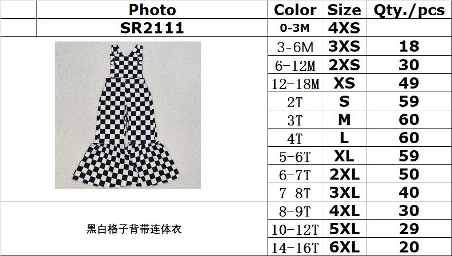 RTS NO MOQ ETA 5/7days Arrived SR2111 Black and white plaid suspender jumpsuit