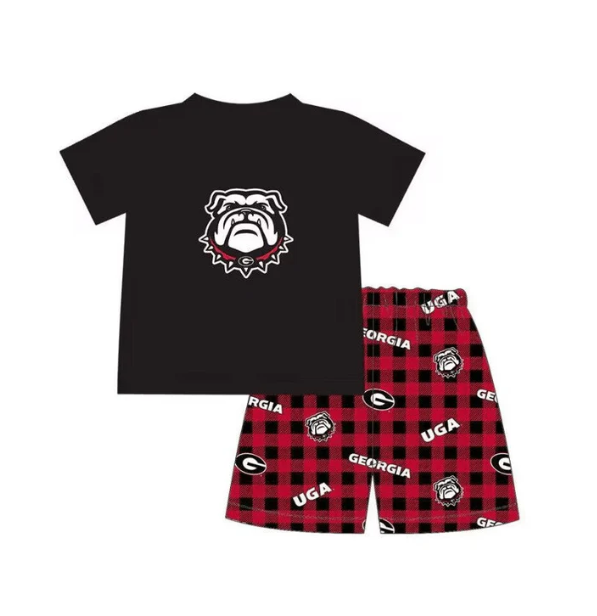Deadline August 20 custom no moq eta 6-7weeks Black Team Dog Short Sleeve Shorts Set