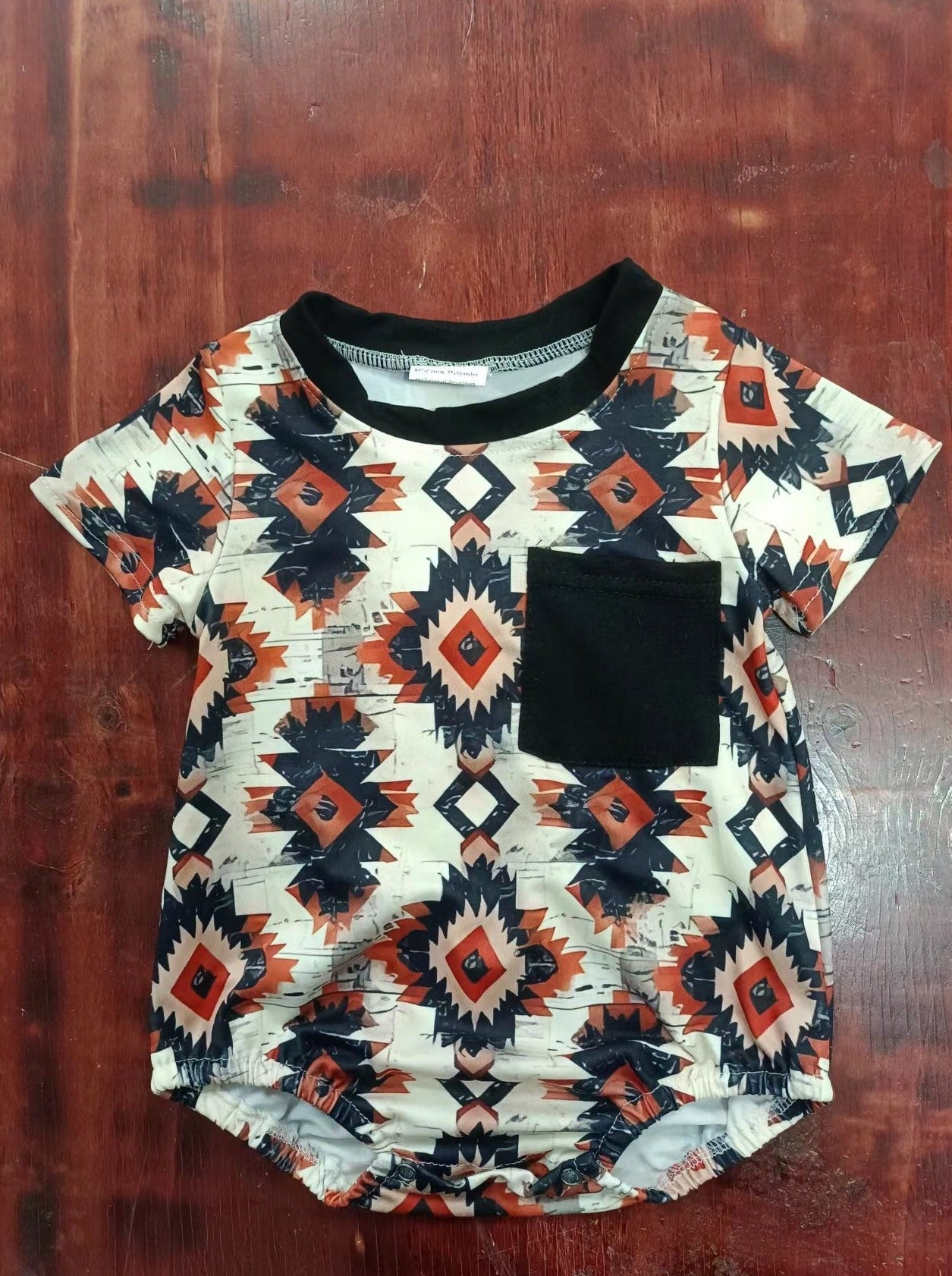 boys geometric black short sleeve Summer Romper