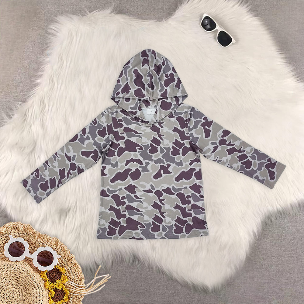 RTS NO MOQ baby girl clothes camouflage hooded long sleeved tops