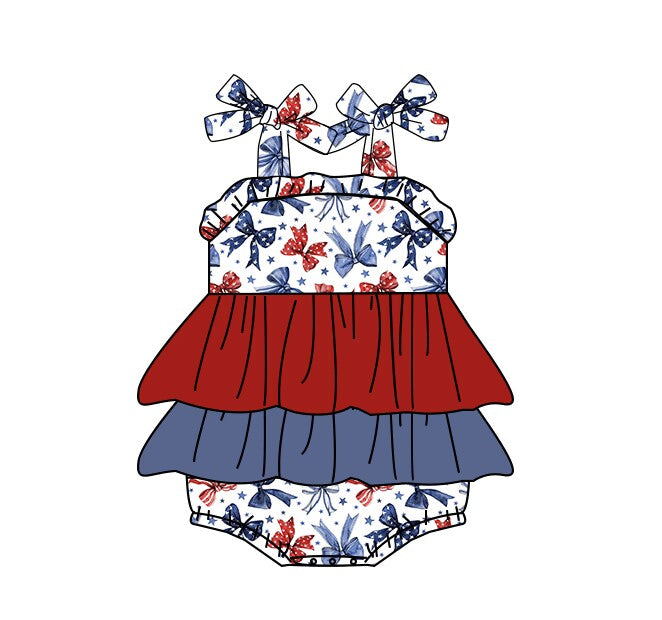 custom moq 5 eta 4-5 weeks baby girls clothes bow red suspender summer bubble