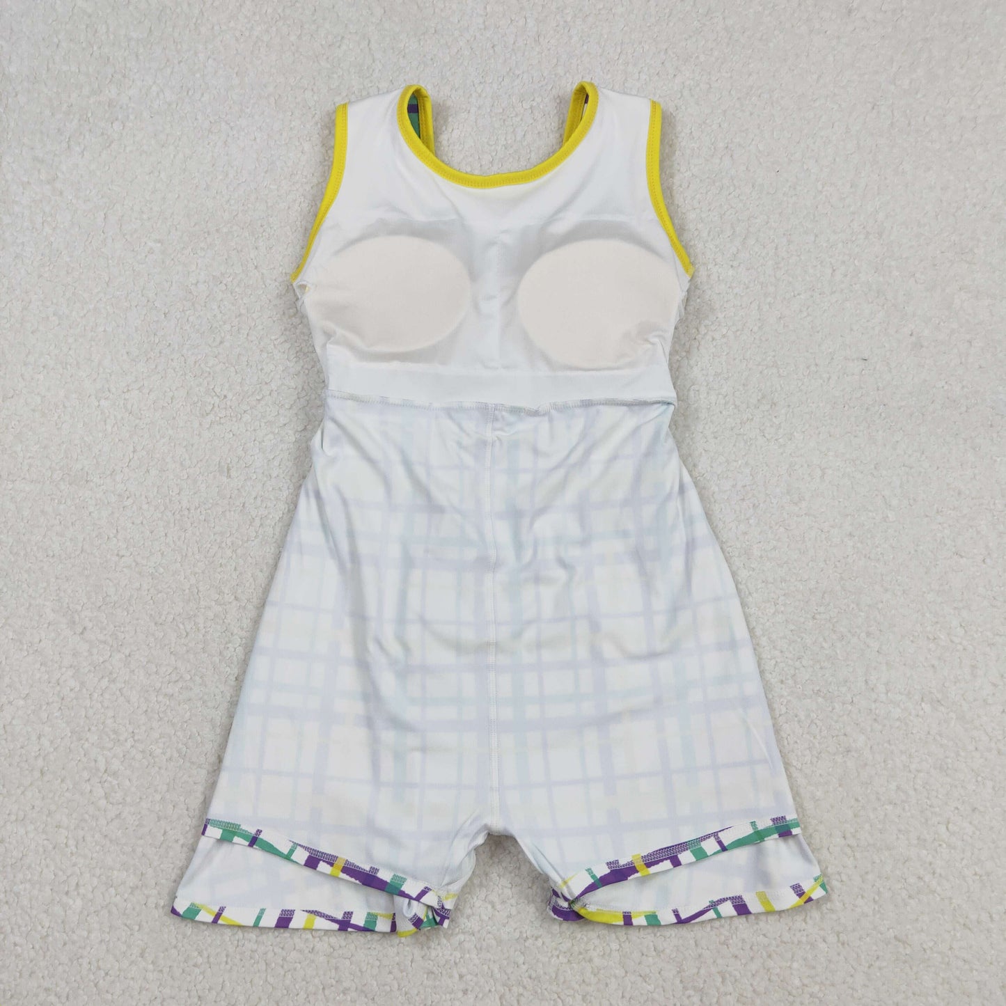 RTS NO MOQ(In Stock) Carnival-style colorful striped checkered yoga sleeveless dress