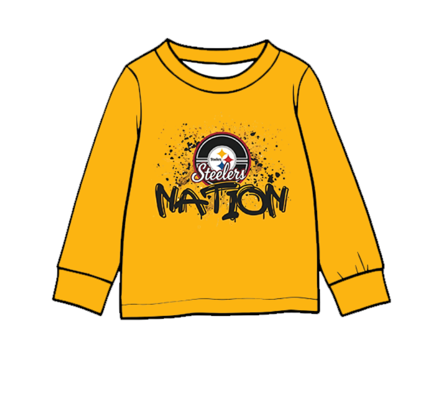 Custom moq 5 mix size milk silk baby boys clothes team summer baby boy clothes yellow long sleeve top
