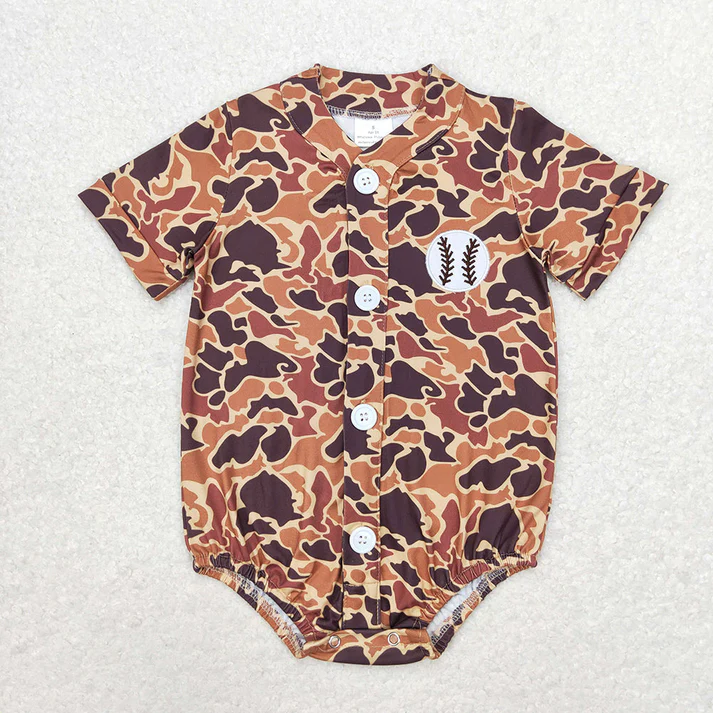 RTS Boys and girls embroidery baseball Short Sleeve Shorts romper