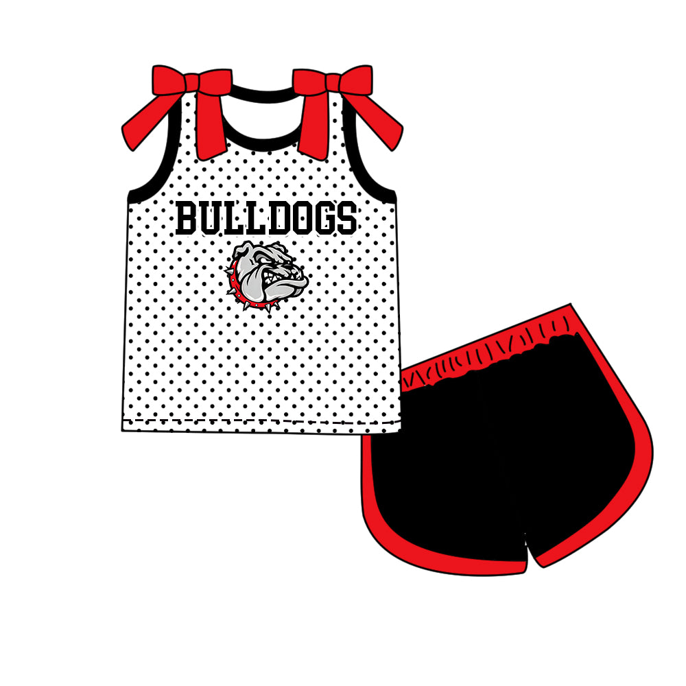 custom moq 5 mix size LHGNDN0109 Baby Kids Bow Print Top And Skort Set Top Shorts Set Pullover Top Team Outfit