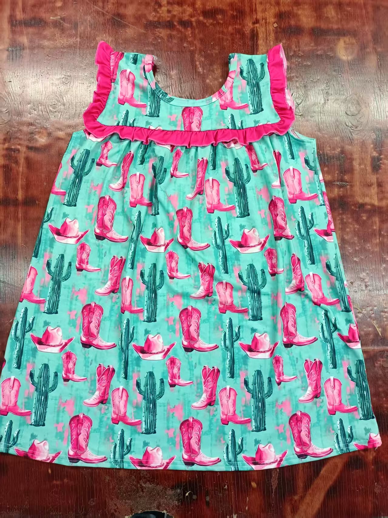 Custom moq 3 eta 6-7weeks baby girl clothes boots rose red sleeveless dress-25.4.30