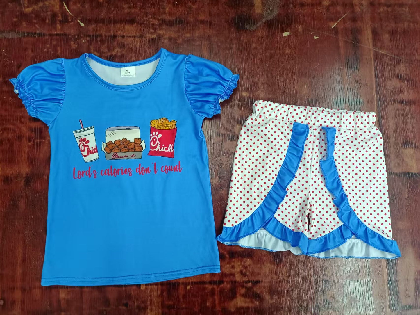 Custom moq 3 eta 6-7weeks baby girls clothes blue short sleeve shorts sets