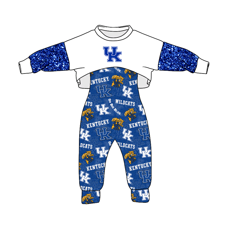 Deadline October 25 custom no moq eta 6-8weeks Blue 'UK' Sequined Long Sleeve Bodysuit
