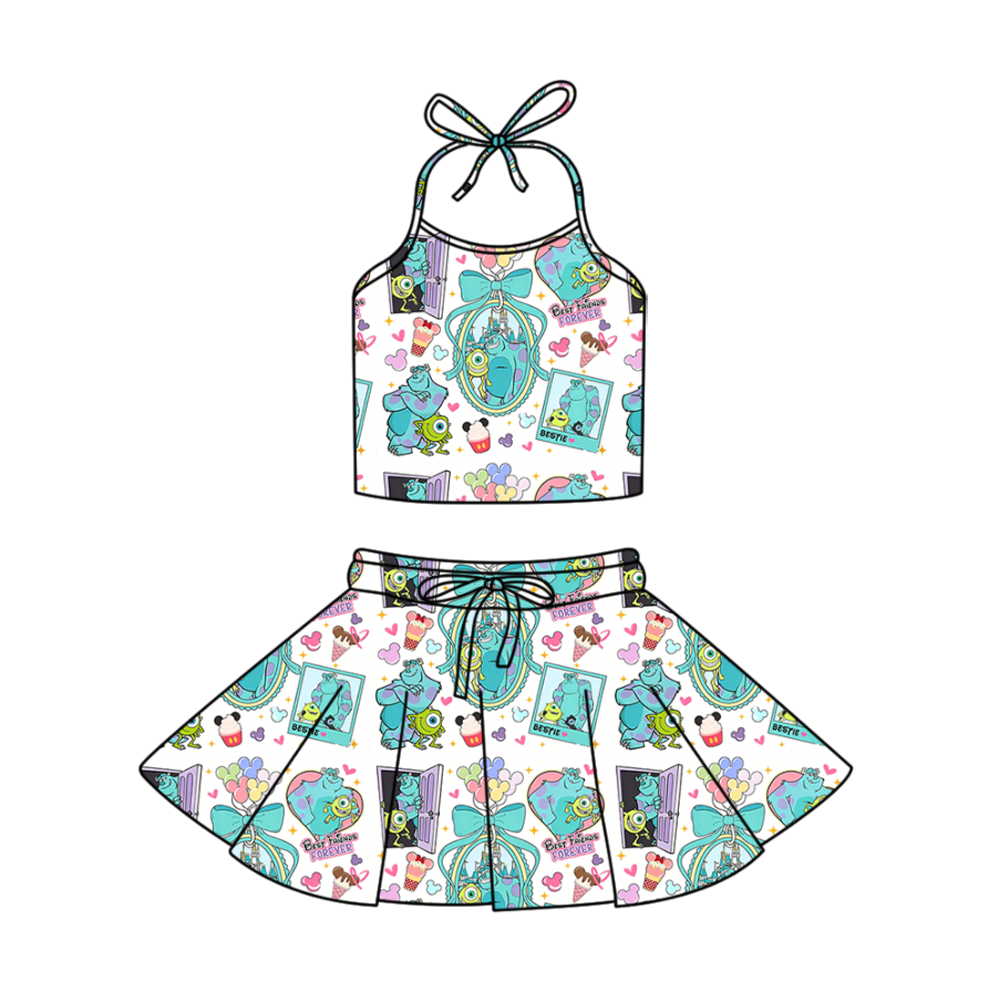 Custom moq 5 mix size milk silk Summer Girl Set with Short Sleeves tank top and shorts