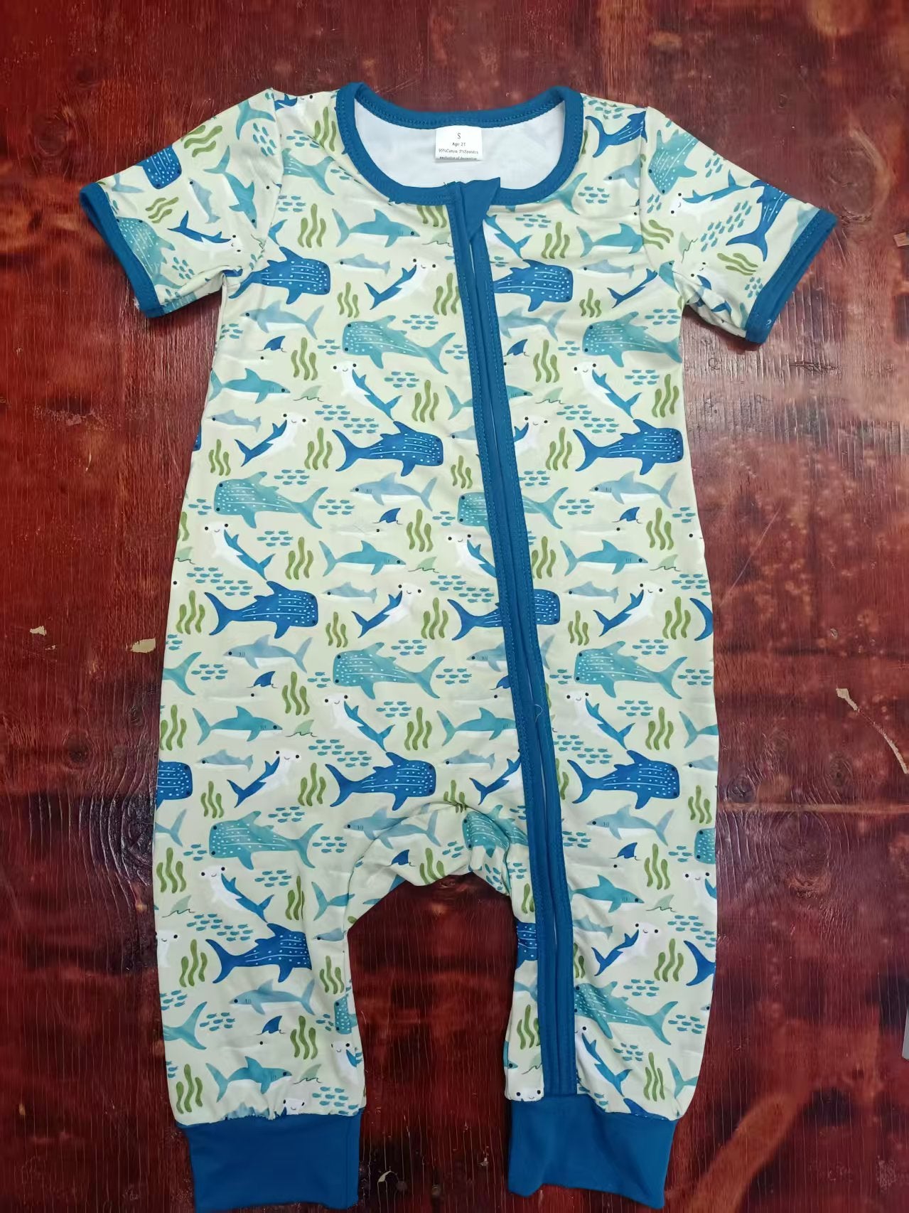 Custom moq 3 eta 6-7weeks baby boys clothes fish short sleeve romper-25.4.30
