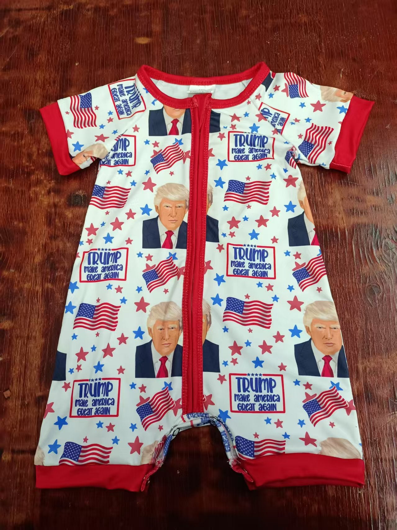 Custom moq 3 eta 6-7weeks baby boy clothes flag short sleeve romper