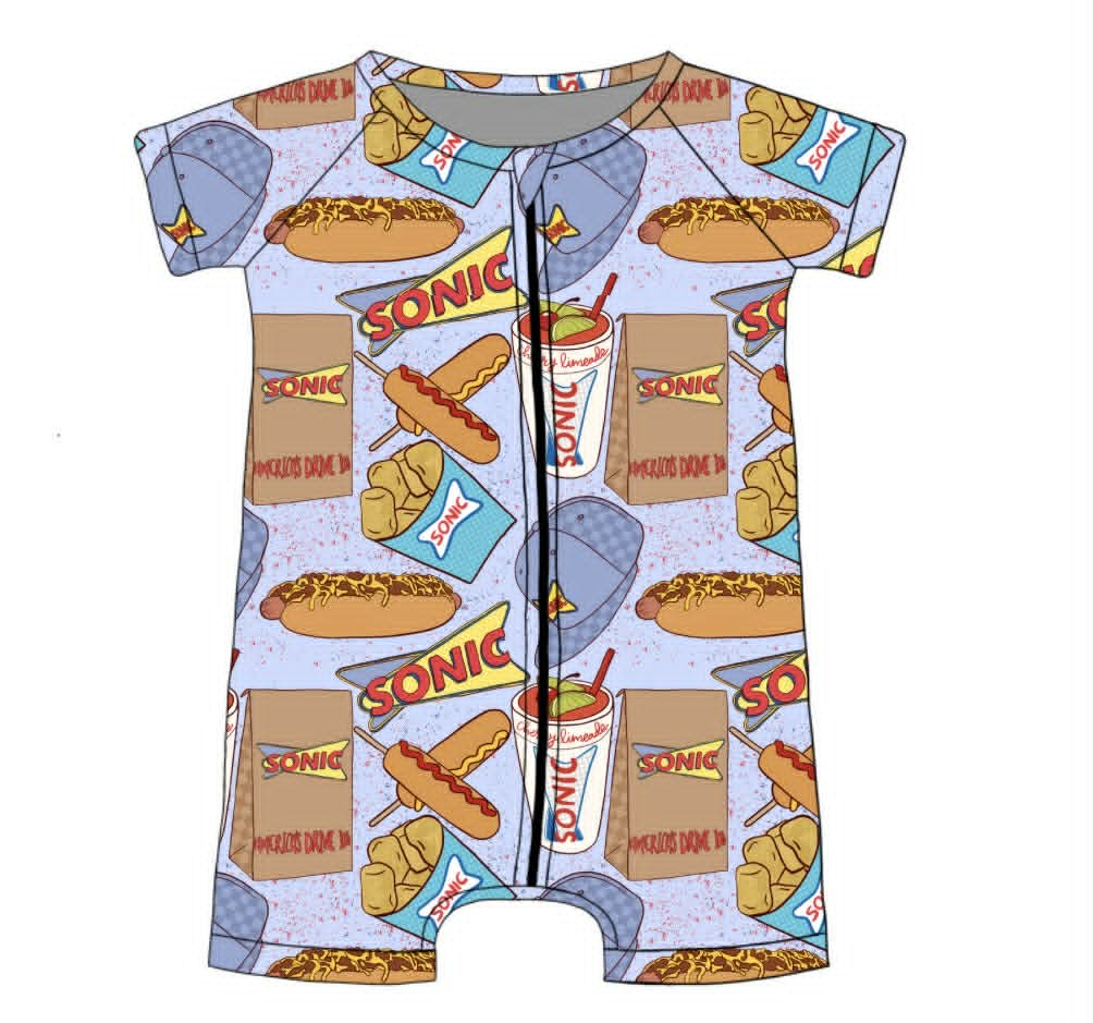 Custom moq 5 mix size milk silk Baby Girl Purple Short-sleeved zipper Romper